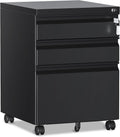 3 Drawer File Cabinet Under Desk Mobile Filing Cabinet - Secure