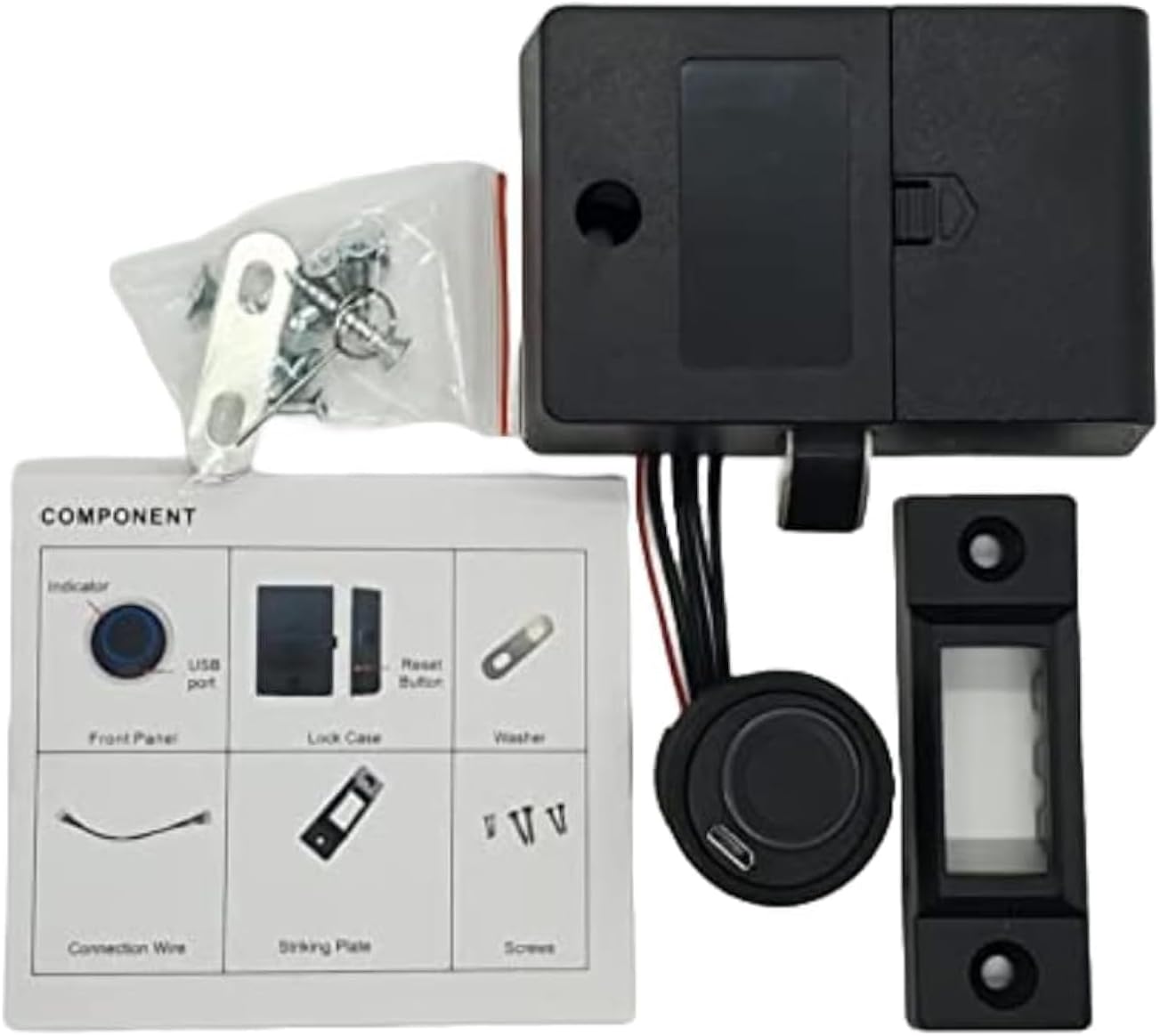 Fingerprint Biometric Cabinet Lock F-B32 with Black Bezel Design