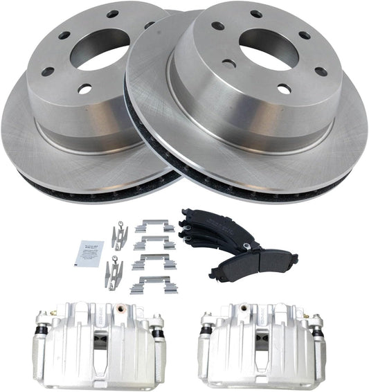 TRQ Rear Brake Pad & Rotor Kit for 02-06 Cadillac & GMC