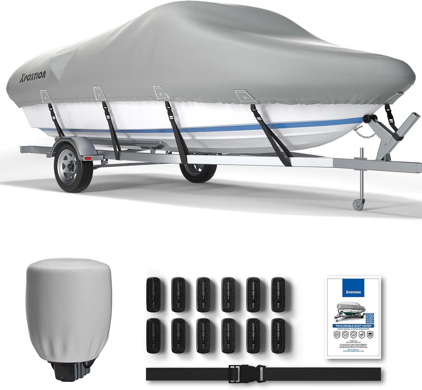 Heavy Duty 900D Bass Boat Cover for 16-18.5ft V-Hull Boats
