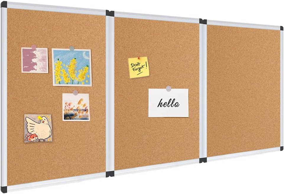 VIZ-PRO Cork Notice Board 24 X 18 Inches 3 Pack with Frame