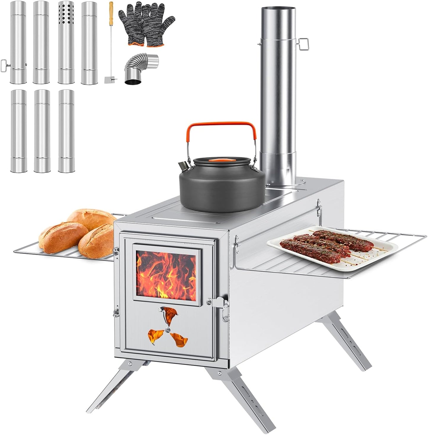 Portable Stainless Steel Tent Stove - Outdoor Heating & Cooking