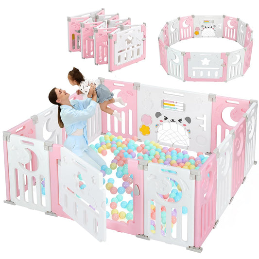 Baby Playpen for Toddlers - Adjustable 14-Panel Playard