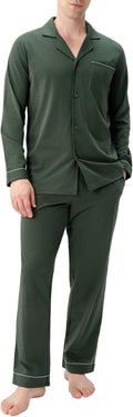 DAVID ARCHY Mens Pajamas Set Soft Cotton Notched Collar (Style TLV7)