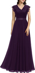 Dressystar V Neck Sleeveless Lace Bridesmaid Dress - Elegant Fit