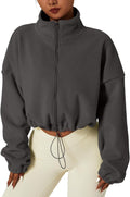Women's Full Zip Polar Fleece Short Jacket - Cropped Warm Layer