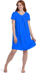 Miss Elaine Tricot Nightgown with Flutter Sleeves - Lightweight