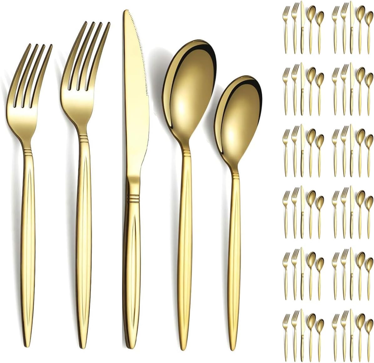 Evanda Gold Silverware Set 60 Piece Service for 12 People