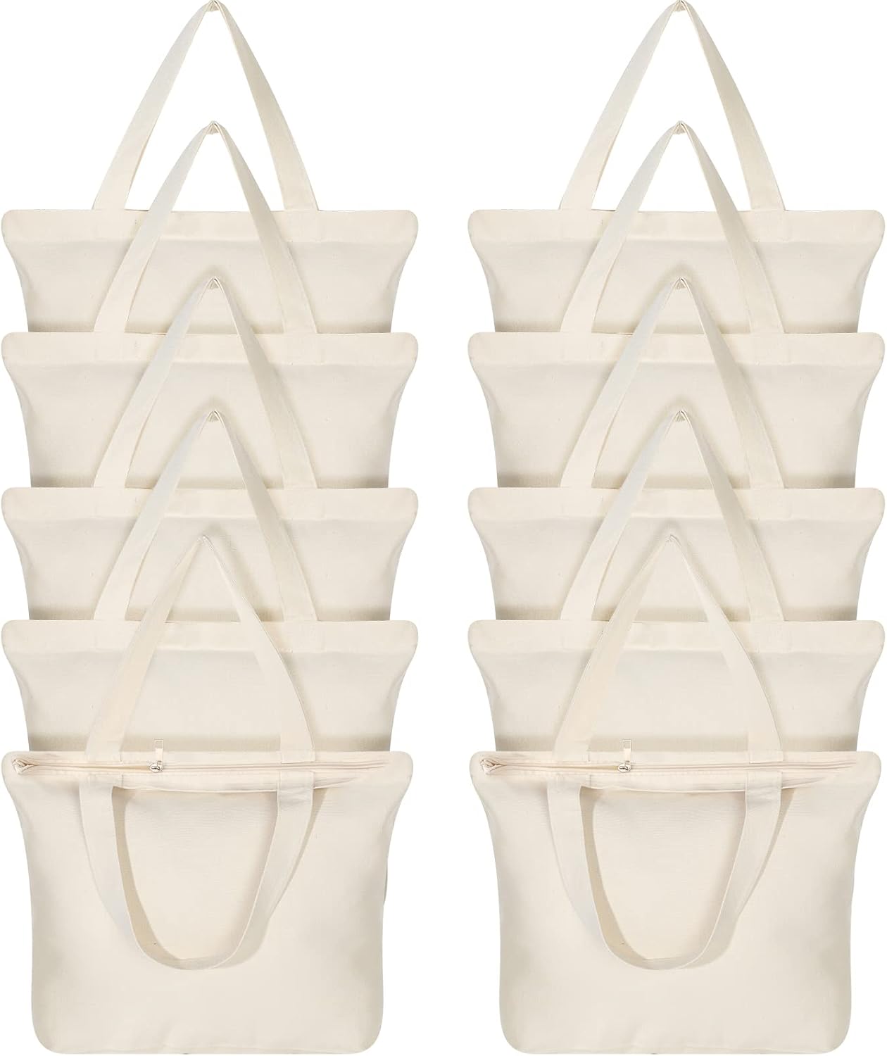 Epakh Canvas Tote Bag with Zipper - Large Blank Grocery Bags