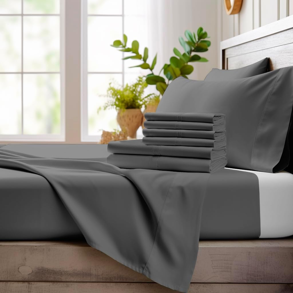 Bamboo Bay King Size Sheet Set for Hot Sleepers - Dark Grey