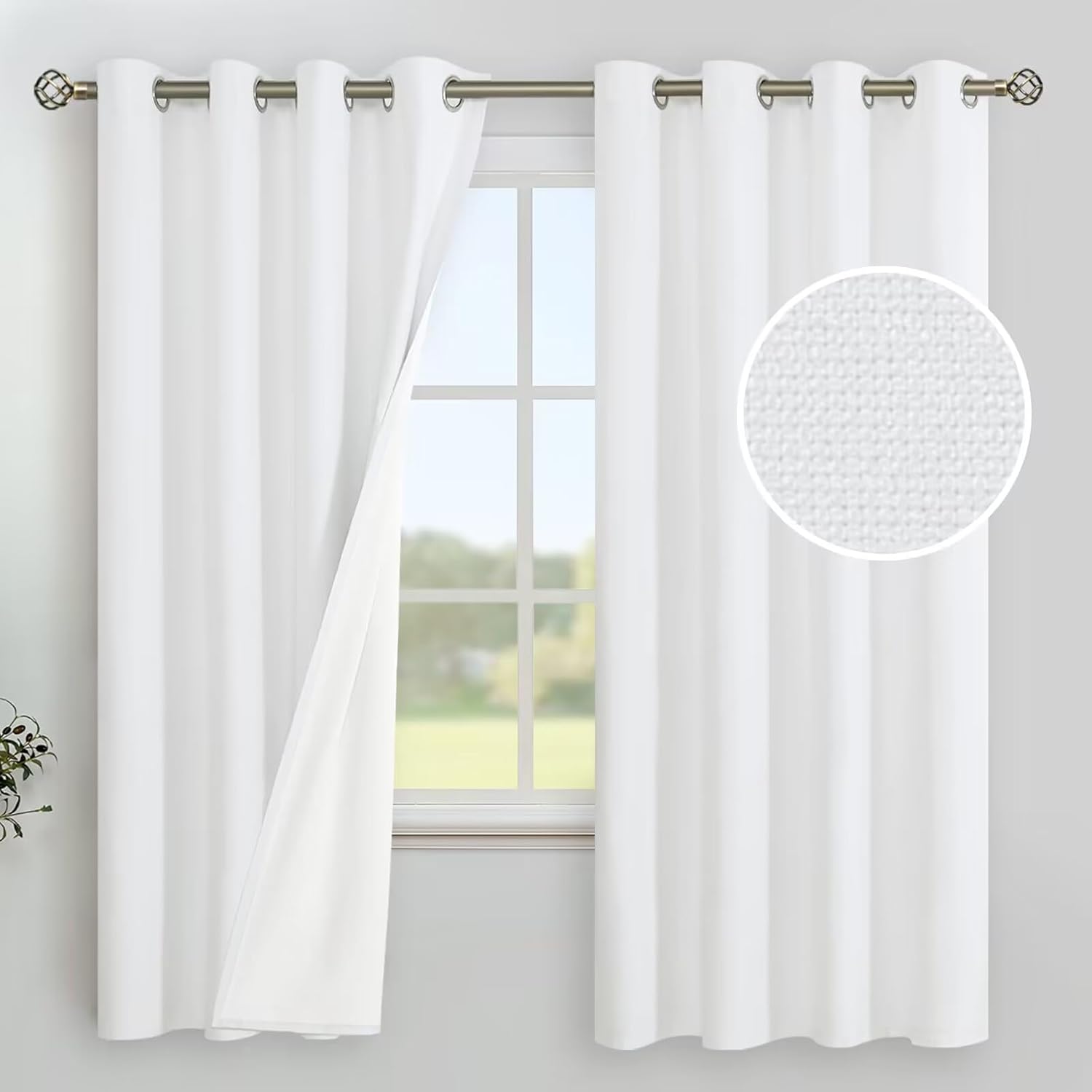 YoungsTex White Blackout Curtains for Full Room Darkening