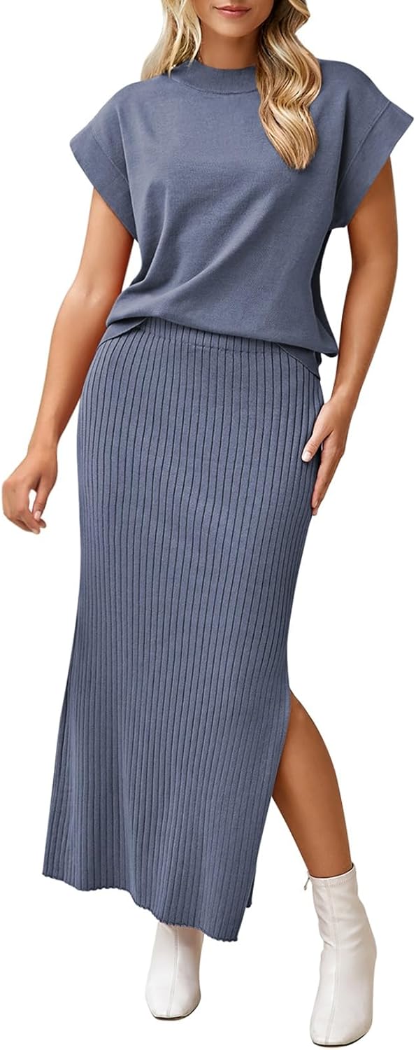 Pink Queen Women's 2 Piece Sweater Outfits Set for Summer Fun