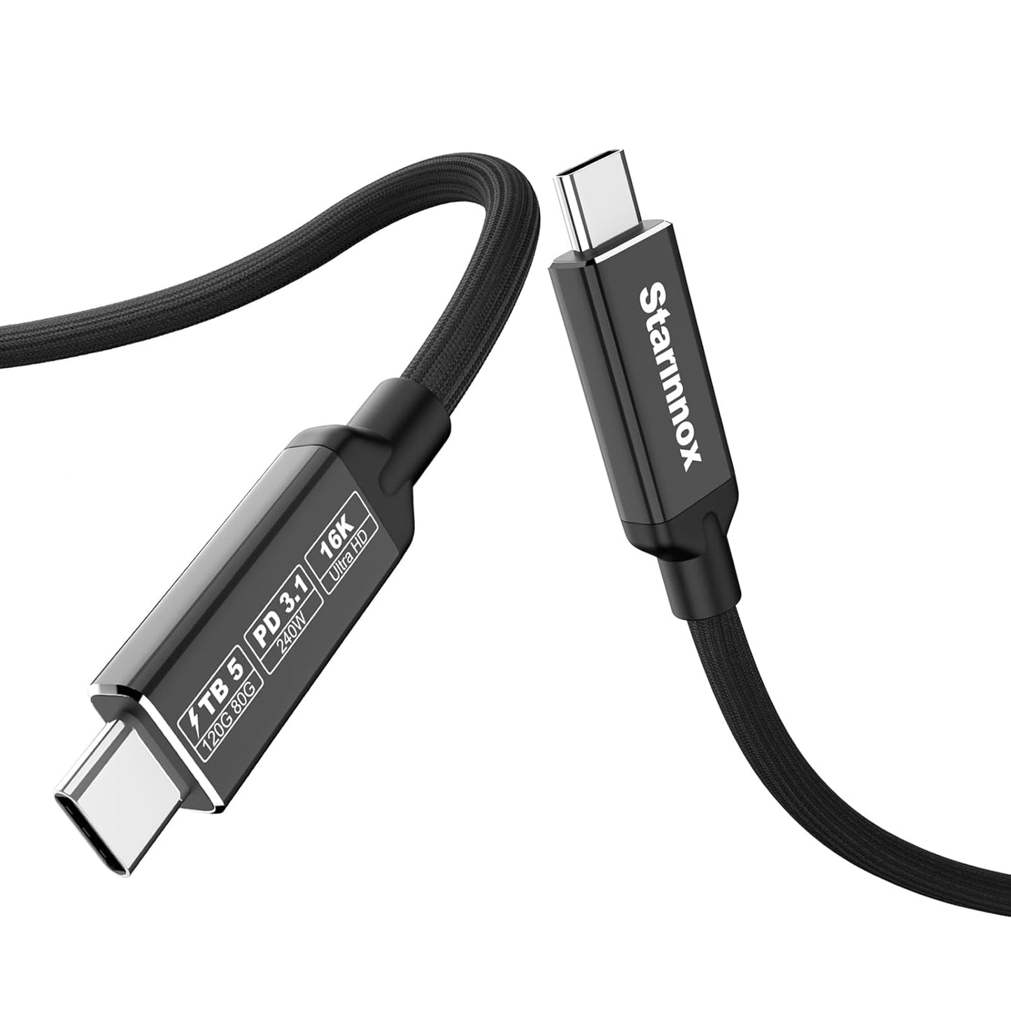 Starinnox 1.6Ft Thunderbolt 5 Cable: 120G Bandwidth, 8K HD, 240W Fast Charge