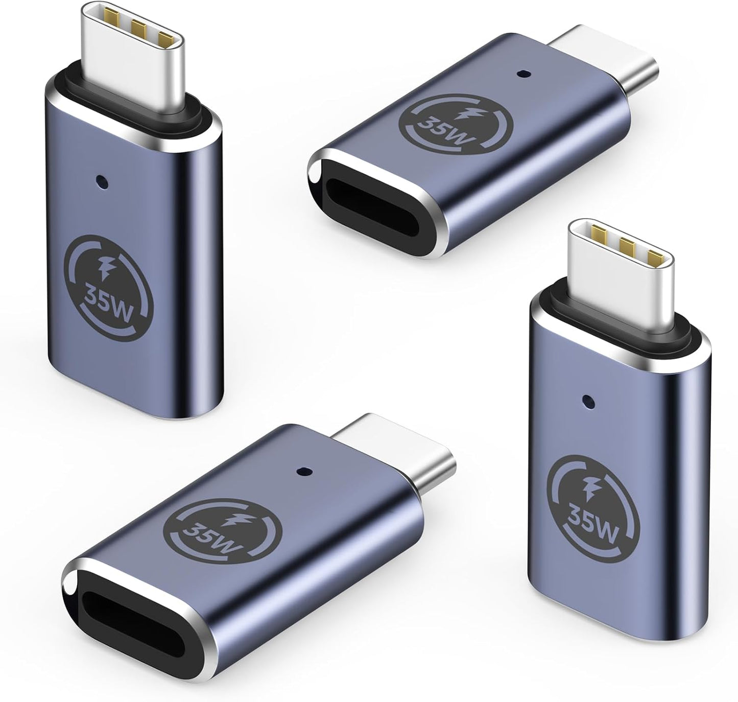 Fast Charge iPhone & Galaxy: 4 Pack Lightning to USB-C Adapters