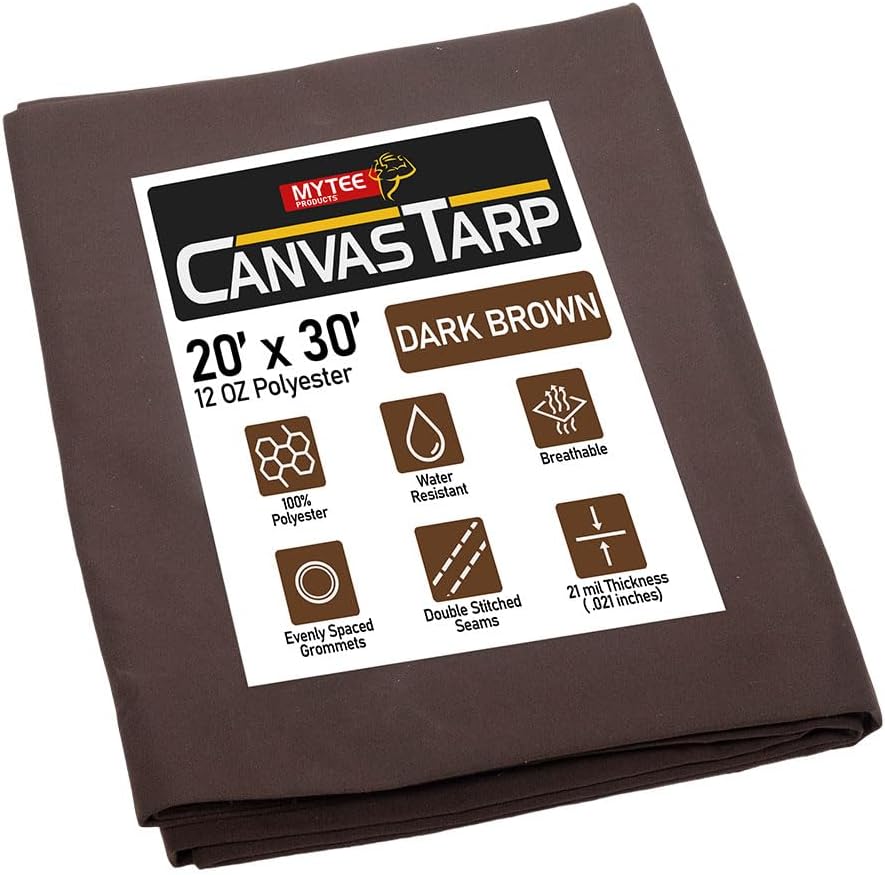 20ftx30ft Heavy Duty Dark Brown Canvas Tarp for Versatile Use