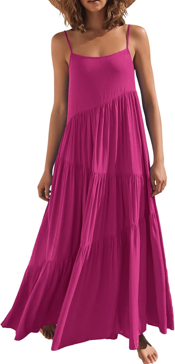 Women Summer Casual Loose Sleeveless Sundress for Beach Fun