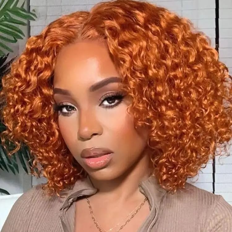 Ginger Bob Wig Human Hair 13x6 Frontal Lace Wig for Women