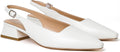 White Womens Chunky Low Heels D'Orsay Slingback Pumps - Dressy Low
