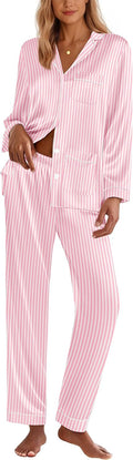Silk Pajamas for Women Classic Button Down Satin Set - Soft Comfort 2