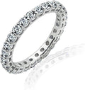 Platinum Plated Sterling Silver All-Around Band Ring - Sparkling Value