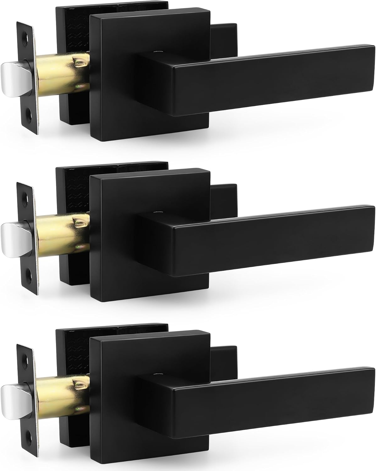 Probrico 3 Pack Passage Door Handle in Matte Black for Home
