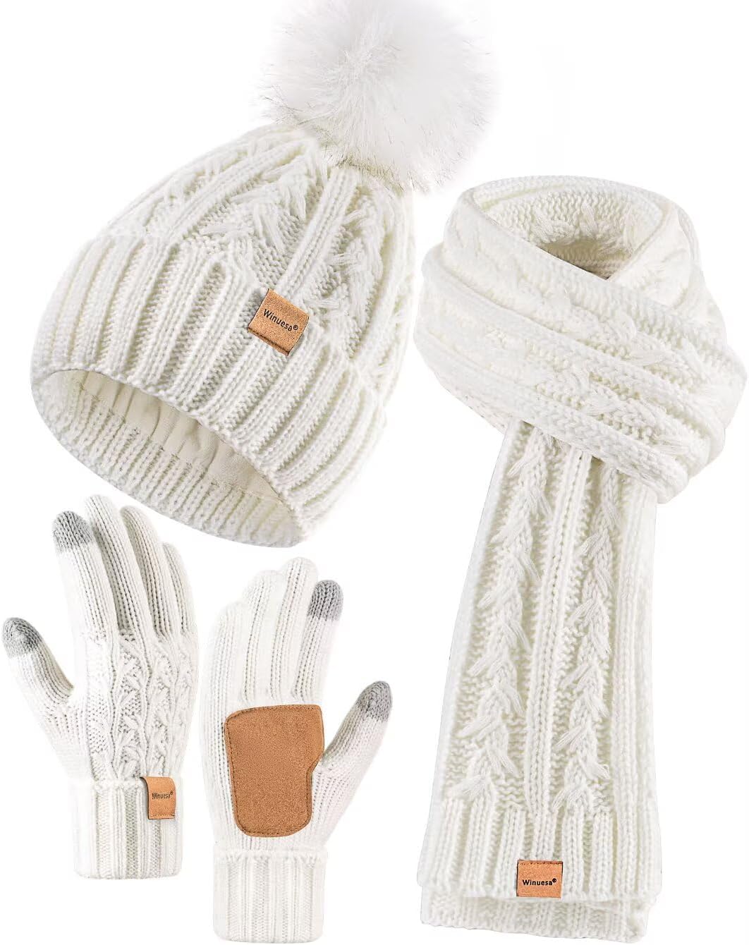 3-in-1 Winter Hat Scarf Gloves Combo by Winuesa