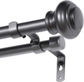 Elegant Double Curtain Rod Set 48 to 84 in - Telescoping Pewter