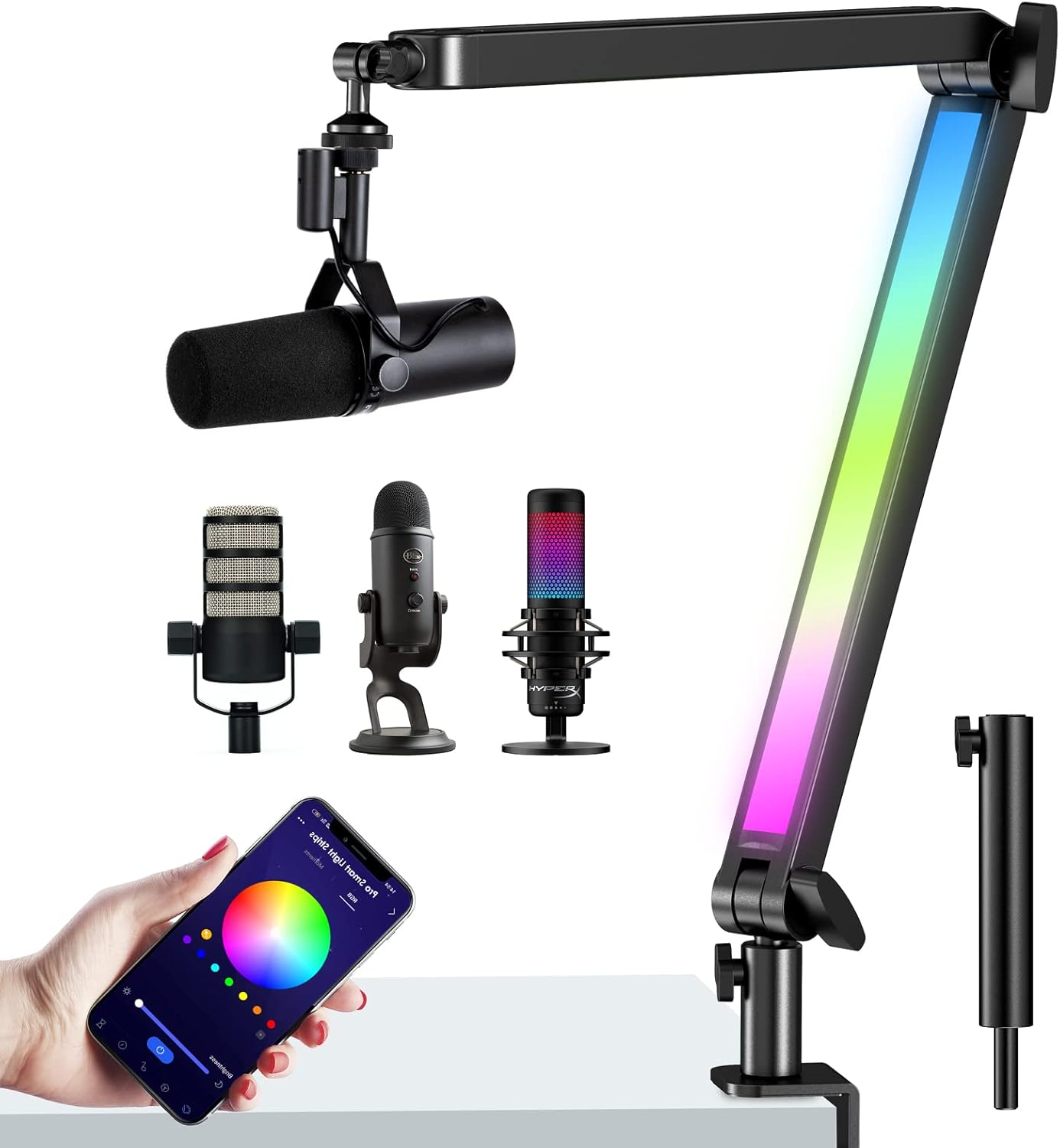 RGB Mic Boom Arm for Gaming Microphones - Sturdy and Stylish