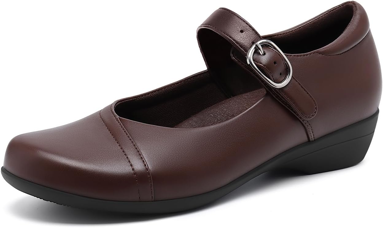 Athlefit Mary Jane Flats for Women - Comfortable Dressy Shoes