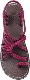 Plaka Flat Sandals for Women Palm Leaf - Comfortable Woven Flats are