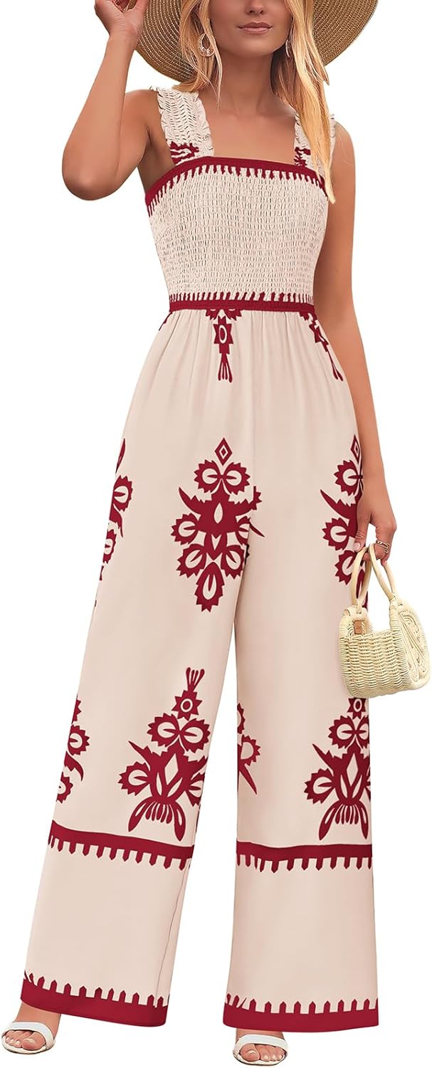 PRETTYGARDEN Womens Jumpsuit Casual One Piece Boho Summer Outfit
