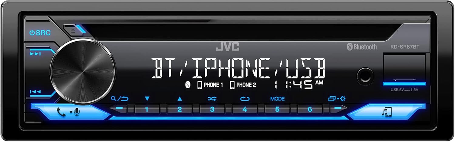 JVC KD-SR87BT Bluetooth CD Car Stereo with USB and AM/FM Radio