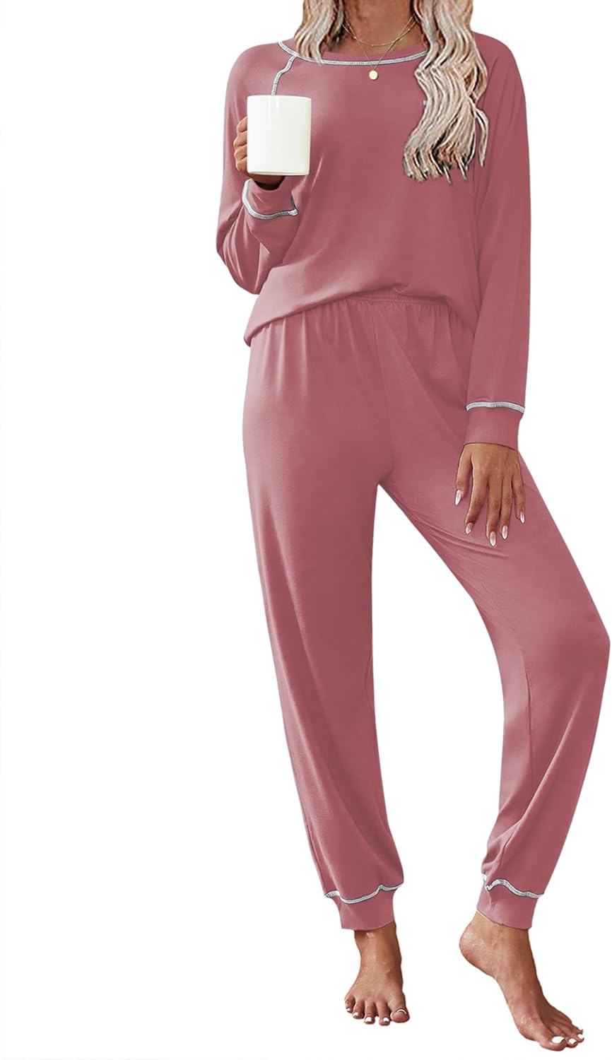 Ekouaer Pajamas Set for Women Soft Comfy Pjs Long Sleeve
