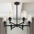 Black Chandelier 6 Light Farmhouse Chandelier - Adjustable 25in