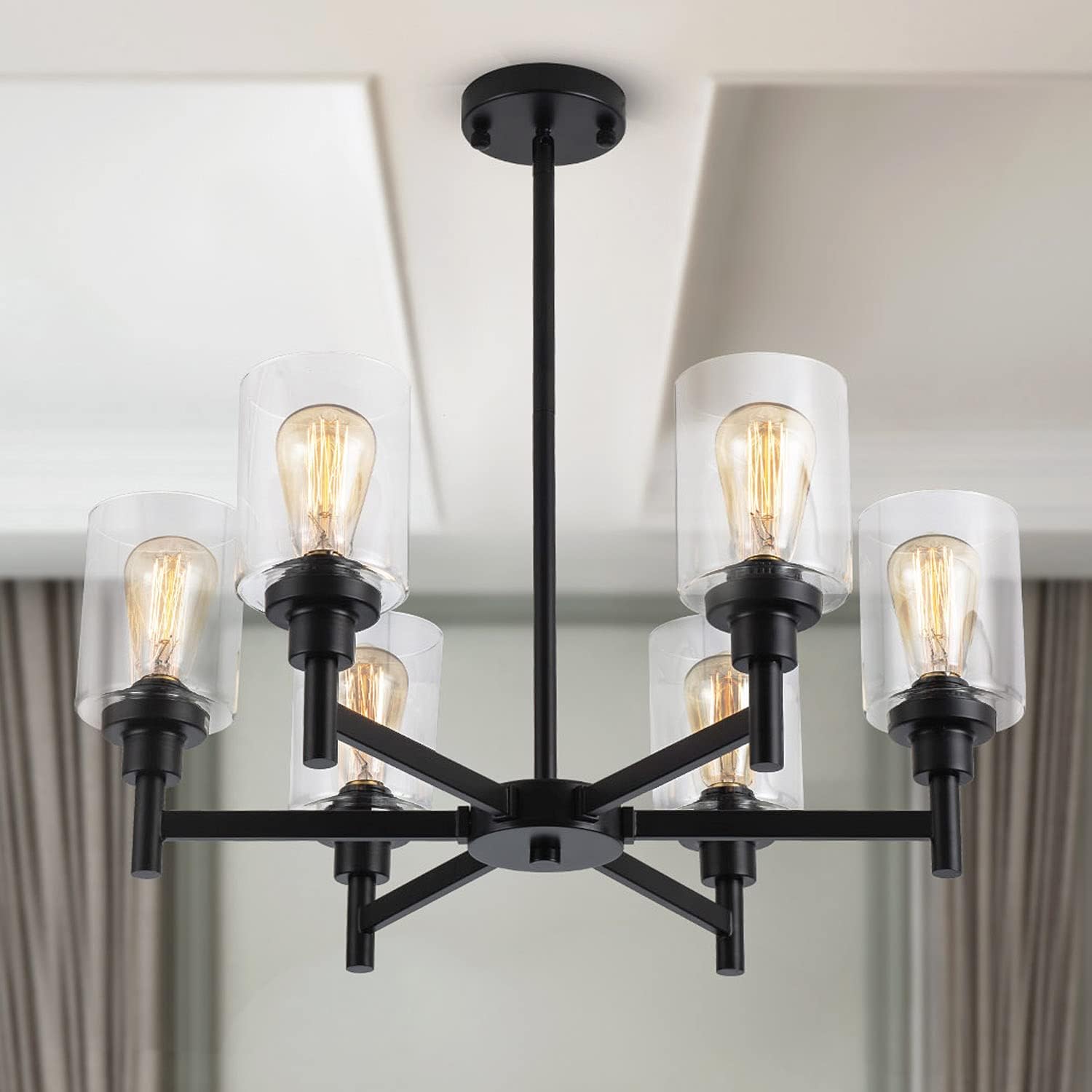Black Chandelier with 6 Lights for Dining Room and Kitchen