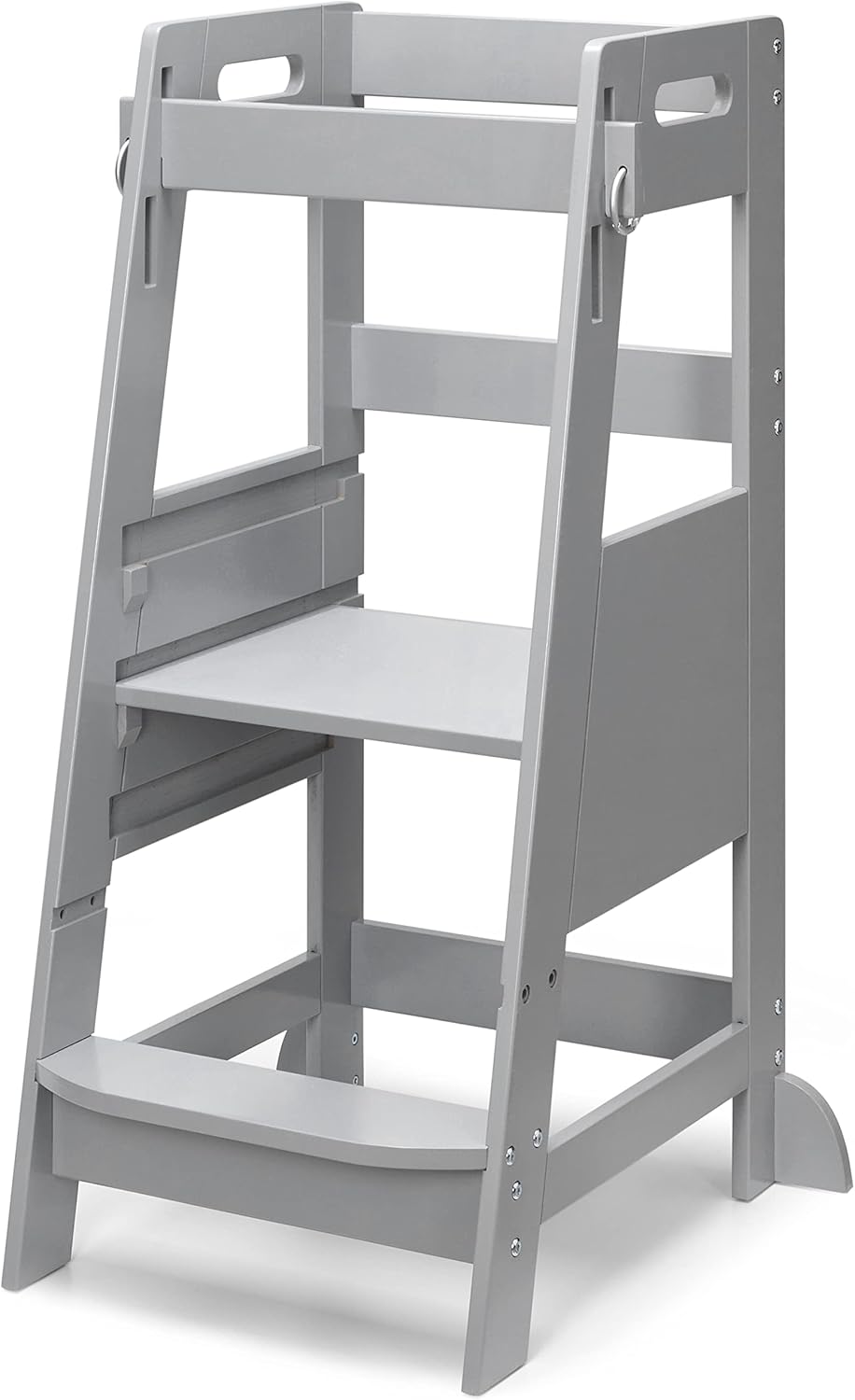 Bamboo Toddler Step Stool Grey Learning Helper Tower for Kids