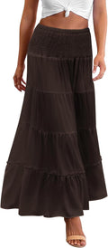 Zeagoo Women's Long Maxi Skirt - Boho Tiered High Waist Comfort