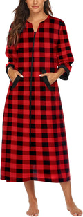 Ekouaer Zipper Robe 3/4 Sleeves Mid-Calf Loungewear (Style 8PSF)