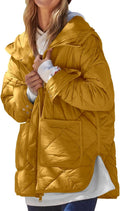 Quilted Puffer Jacket Hooded Long Sleeve Zip Up - Lightweight Warm Up!
