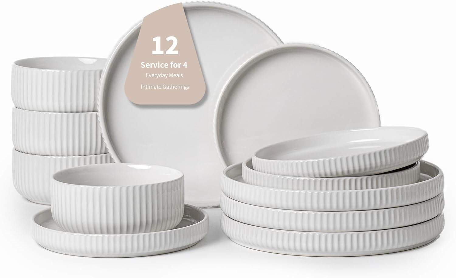 Dinnerware Sets for 4, Durable Microwave Safe Plates & Bowls