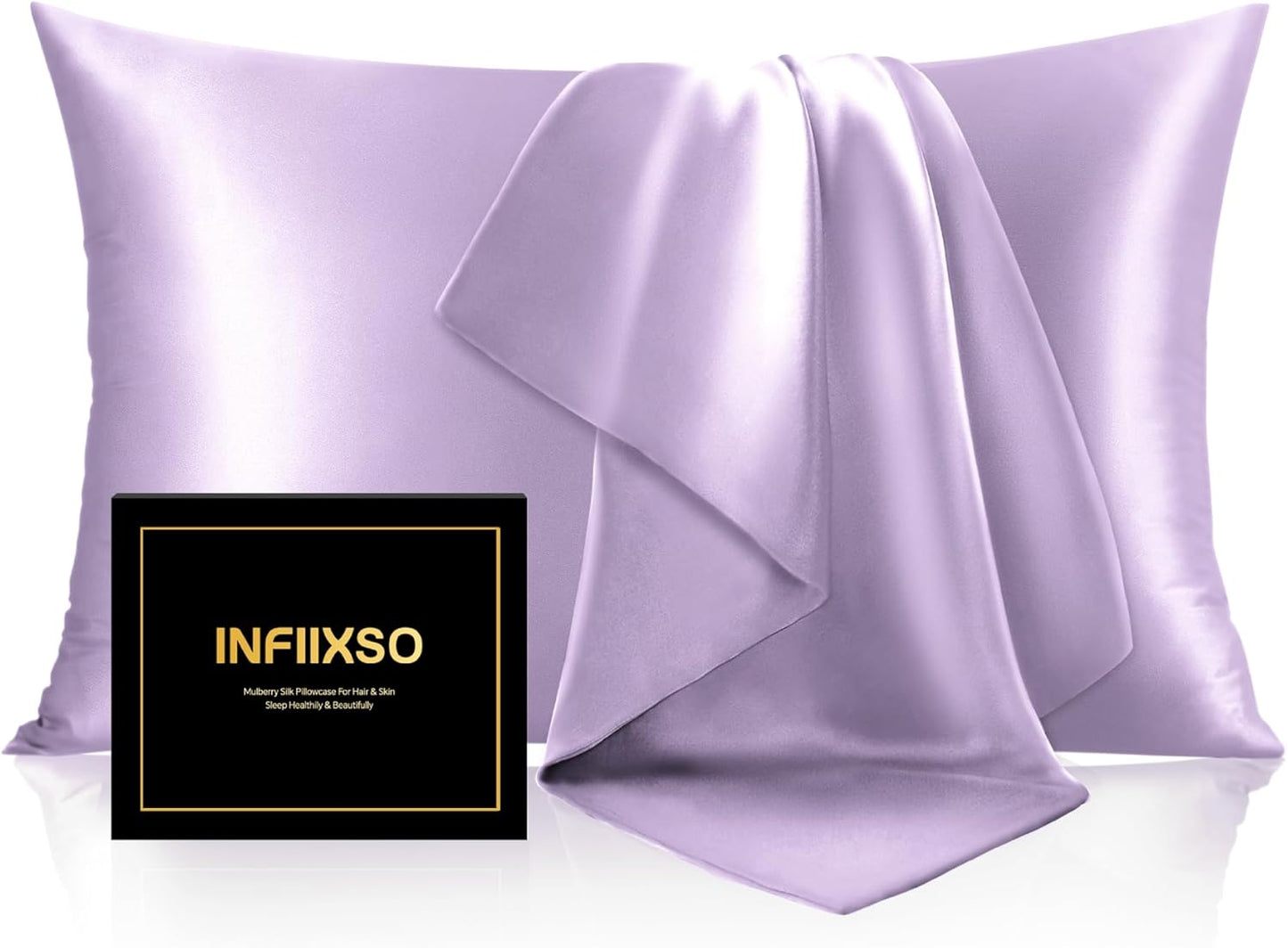 INFIIXSO Mulberry Silk Pillow Cases King Size Set of 2 for Comfort