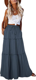 EARKOHA Womens High Waist Paisley Maxi Skirt with Pockets - Boho