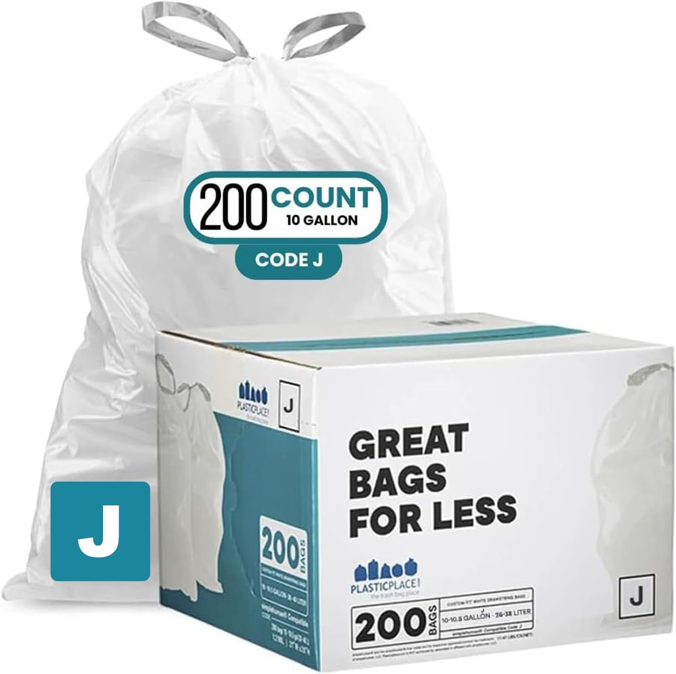 Custom Fit Trash Bags for Simplehuman Code J - 200 Count