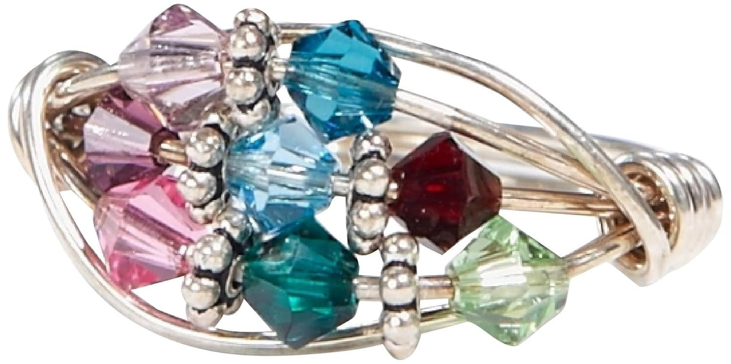 Personalized Sterling Silver Mother's Birthstone Ring for Mom