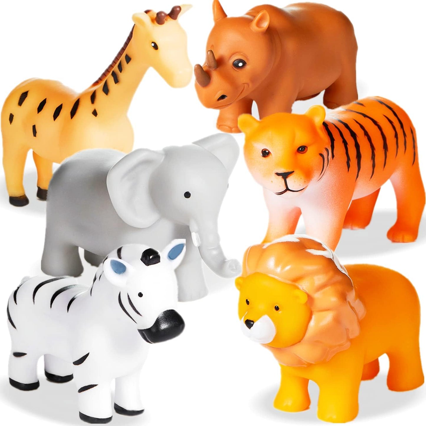 No Hole Bath Toys Set, Safe for Infants & Toddlers, Animal Theme, 6 Pcs