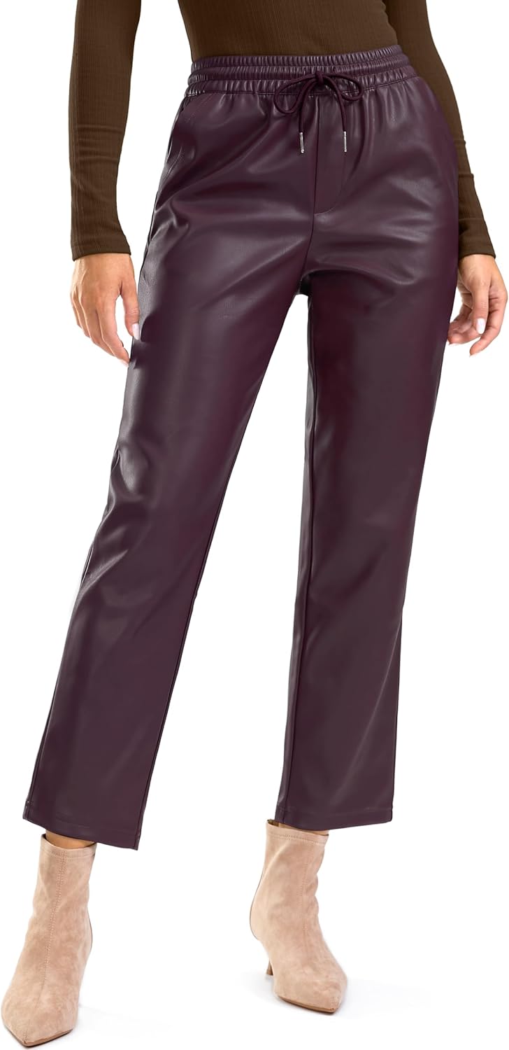 SANTINY Women's Faux Leather Pants for Stylish Comfort
