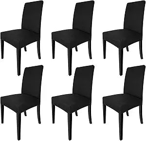 Waterproof Chair Covers for Dining Room - Set of 6 in Black