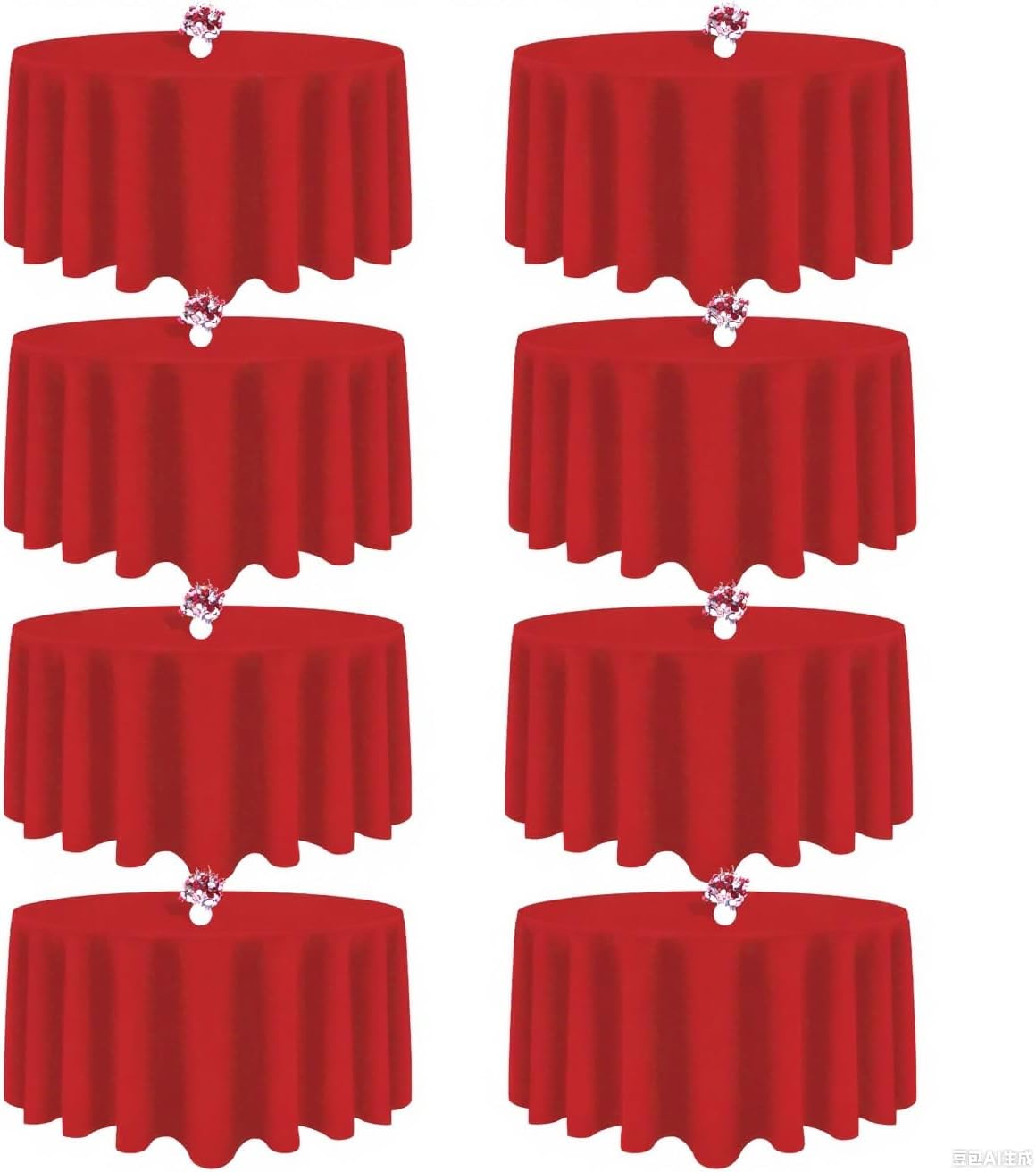 120 Inch Red Round Tablecloths for Weddings and Events - 8 Pack