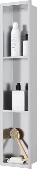 Stainless Steel Shower Niche by Qeke - 8in x 36in Design