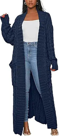 SHINFY Women Long Sleeve Open Front Knit Cardigan with Pockets